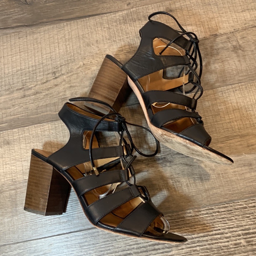 Coach black leather caged heel sandals size 10 - Picture 3 of 8
